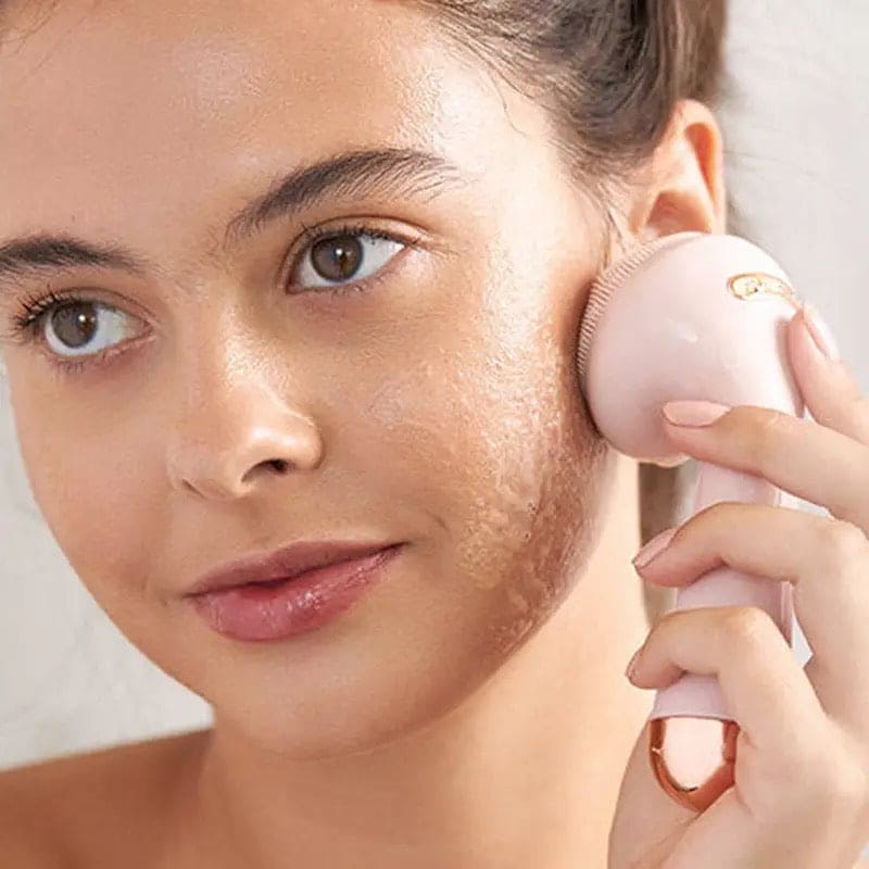 Electric Silicone Facial Brush Massager, USB Rechargeable Rose Electric Facial Cleanser, Rotating Silicone Massager, Waterproof Sonic Vibration Cleanser, Deep Pore Cleansing Skin Massager, Vibrate Exfoliate Sonic Electric Facial Cleansing Brush