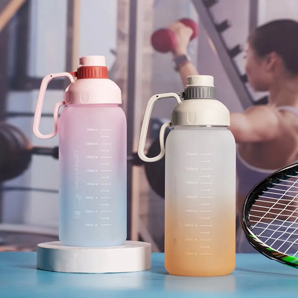 1.8L Rainbow Water Bottle, Motivational Water Bottle, Portable Large Capacity Water Dispenser Bottle, Sports Gradient Water Cup, Leakproof Reusable Water Bottle for Sports Fitness