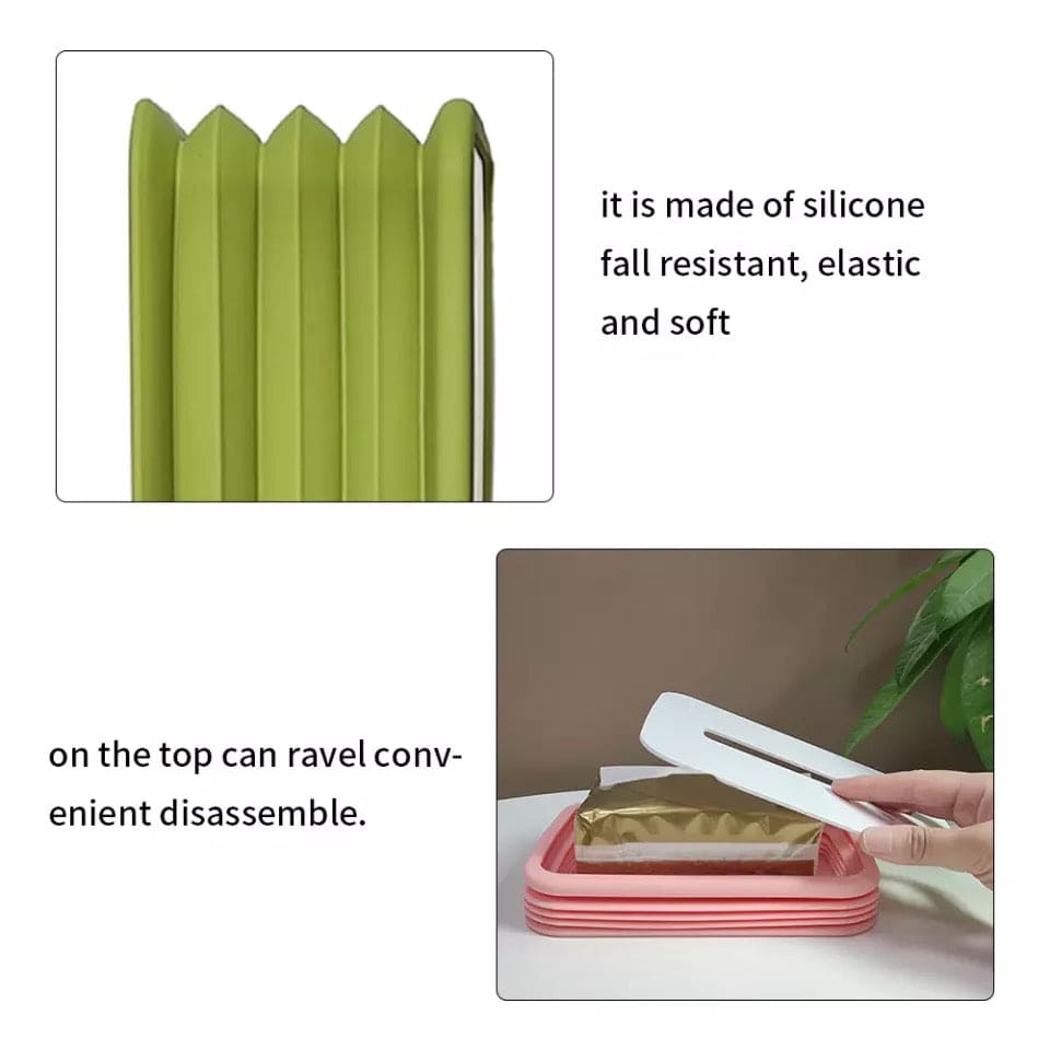Creative Silicone Flexible Folding Tissue Box, Bedroom Kitchen Desktop Paper Holder, Napkin Storage Case, Silicone Foldable Tissue Box, Environmental Protection Home Tissue Container, Napkin Tissue Holder Case for Office Home