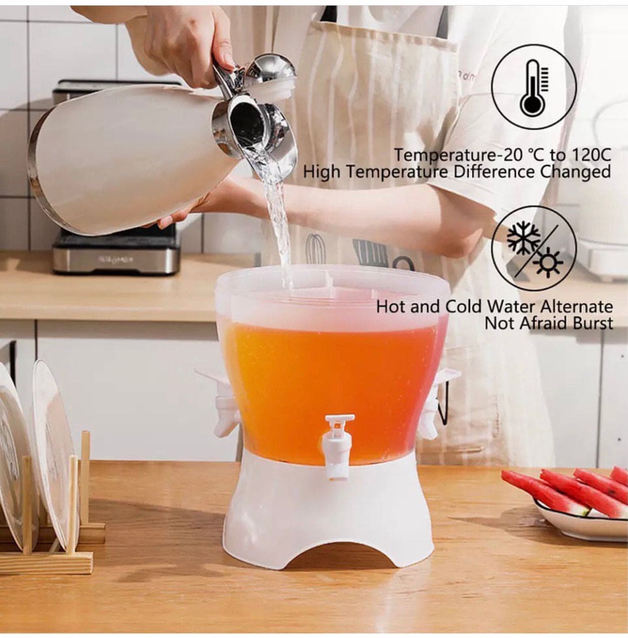 3.75L Food Grade 3 Compartment Plastic Refrigerator Beverages Dispenser, Plastic Drink Dispenser For Refrigerator, Lemonade Drinkware Cold Water Bottle