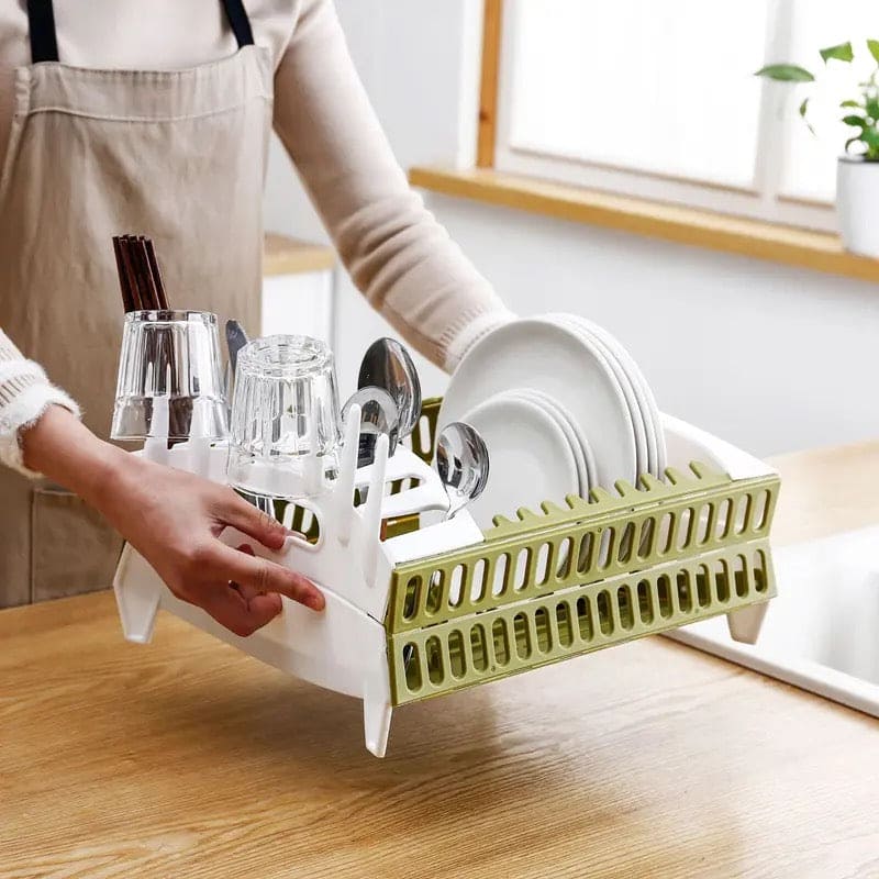 Dish Drying Rack Collapsible Space Saving Dinnerware Drainer Organizer  Foldable Portable Tableware Storage Rack Washable Reusable Cutlery  Organizer