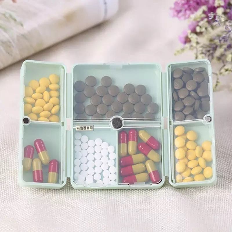7 Days Foldable Travel Medicine Holder, Weekly Pill Case Box, Foldable Vitamin Medicine Holder, Tablet Storage Dispenser Container, Magnetic Pill Storage Box