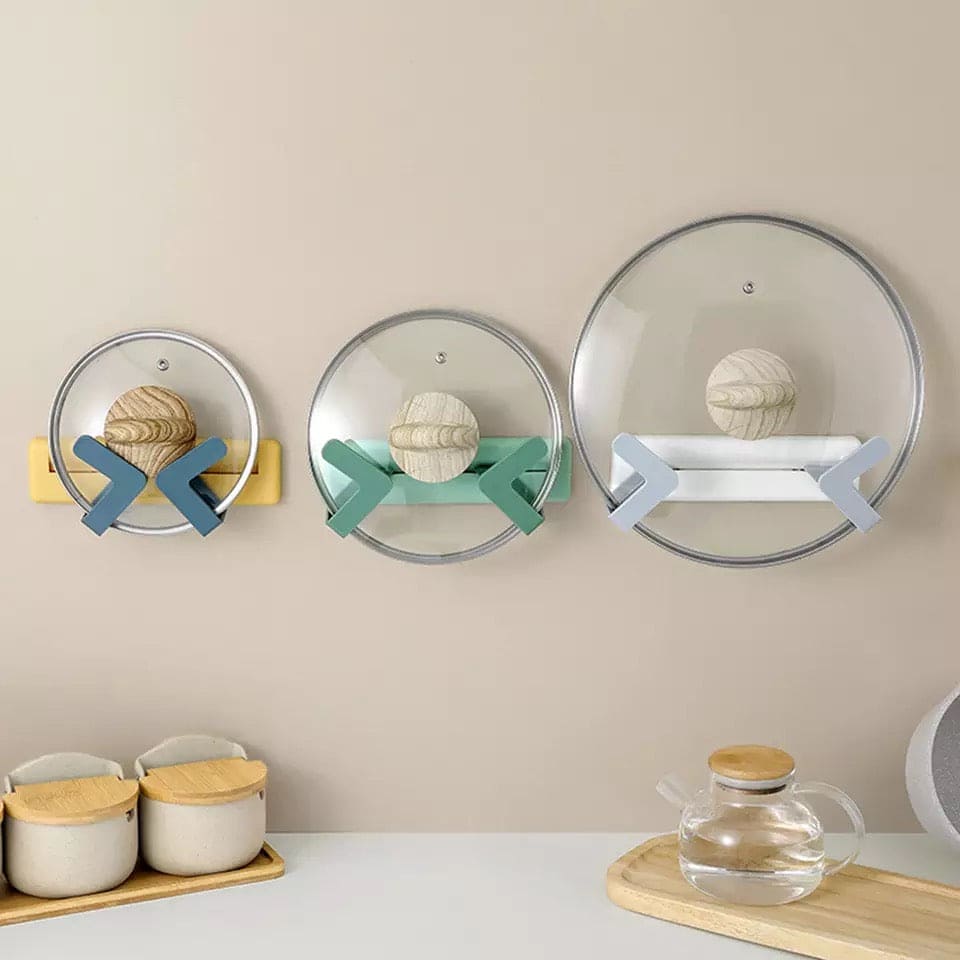 Multifunctional Punch Free Pot Cover Rack, Pot Lid Rack, Wall Mounted Pot Lid Holder, Adjustable Kitchen Cabinet Storage, Household Pot Cover