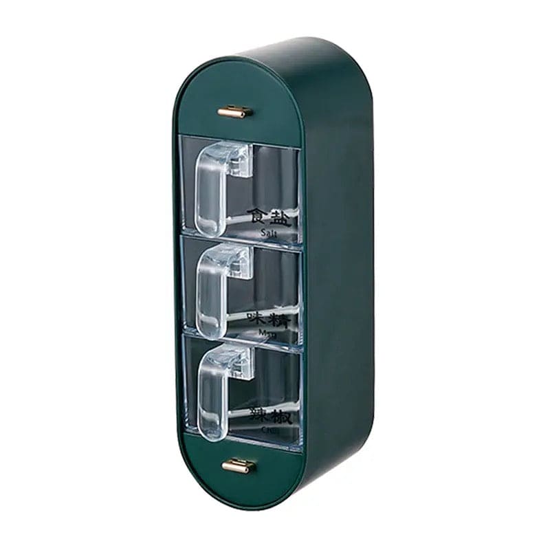 5 in 1 Seasoning Storage Box, Spice Drawer Storage Rack, Kitchen Seasoning Storage Rack With Spoons, Kitchen Wall Mounted Condiment Box, Household Kitchen Rack Seasoning Box