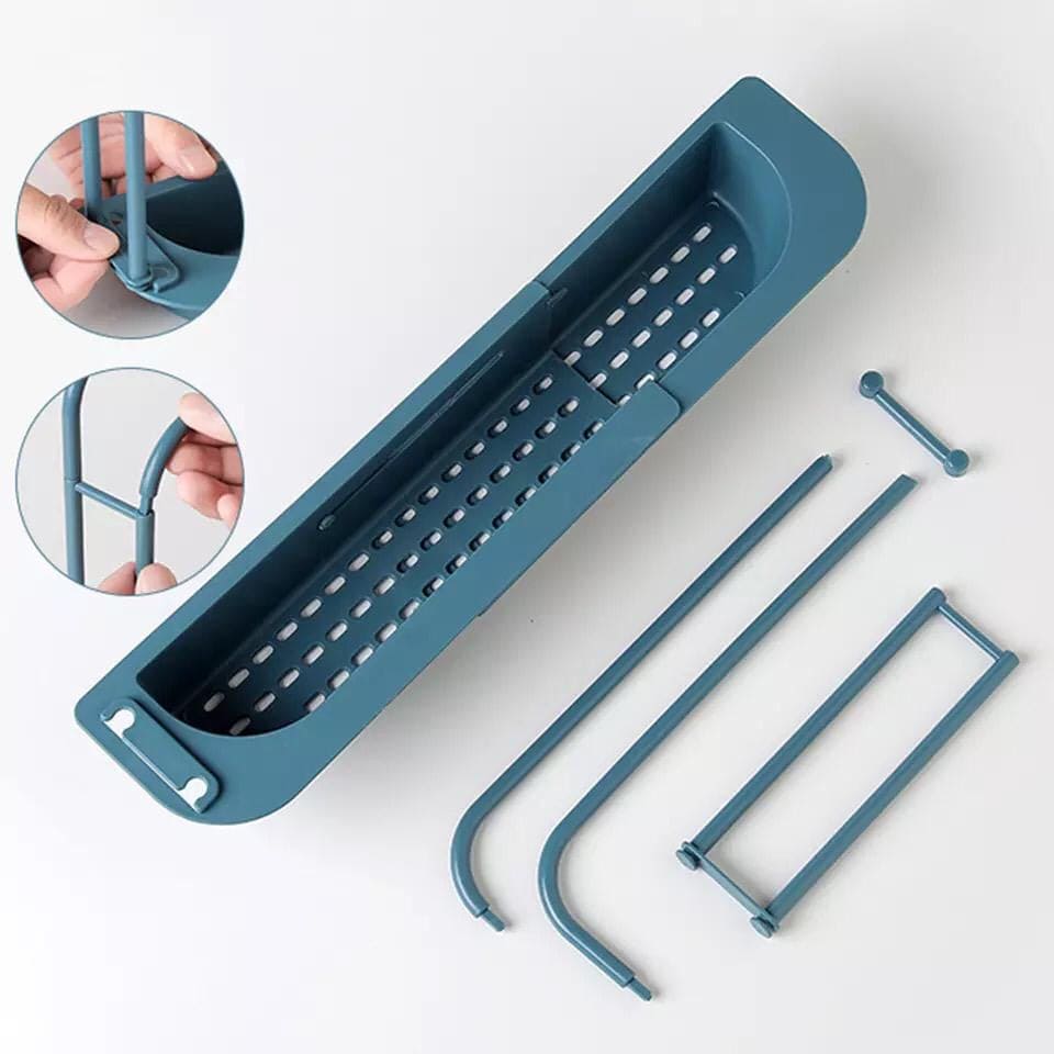 Kitchen Adjustable Drain Basket, Kitchen Sink Drain Rack, Multifunctional Plastic Hanging Rack, Plastic Sink Washcloth Rack