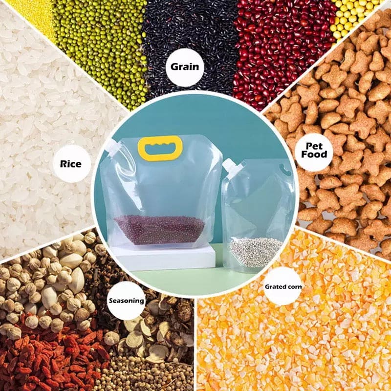 Sealed Storage Bags, Portable Food Packaging Bag, Transparent Grain Storage Bags, Stand Up Grain Seal Bag, Kitchen Food Rice Storage Container