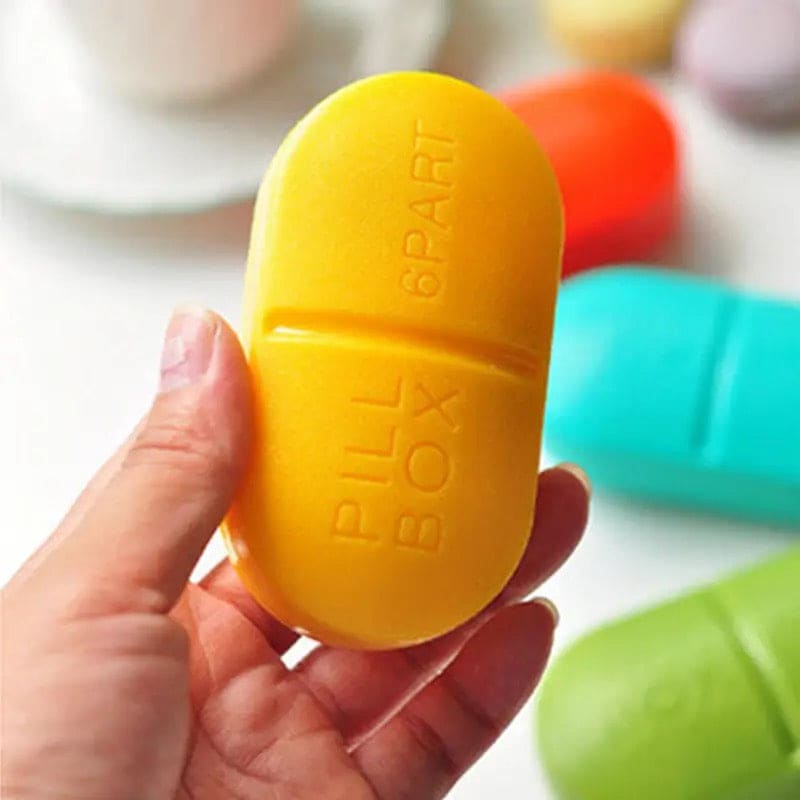 6 Part Pill Box, Portable Travel 6-Slot Medical Pill Holder, Mini 6 Slot Medicine Organizer, Medicine Case Organizer, Small Mini Pill Box, Seal Pill Storage Organizer, Outdoor Travel Pill Dust-proof Protect Container