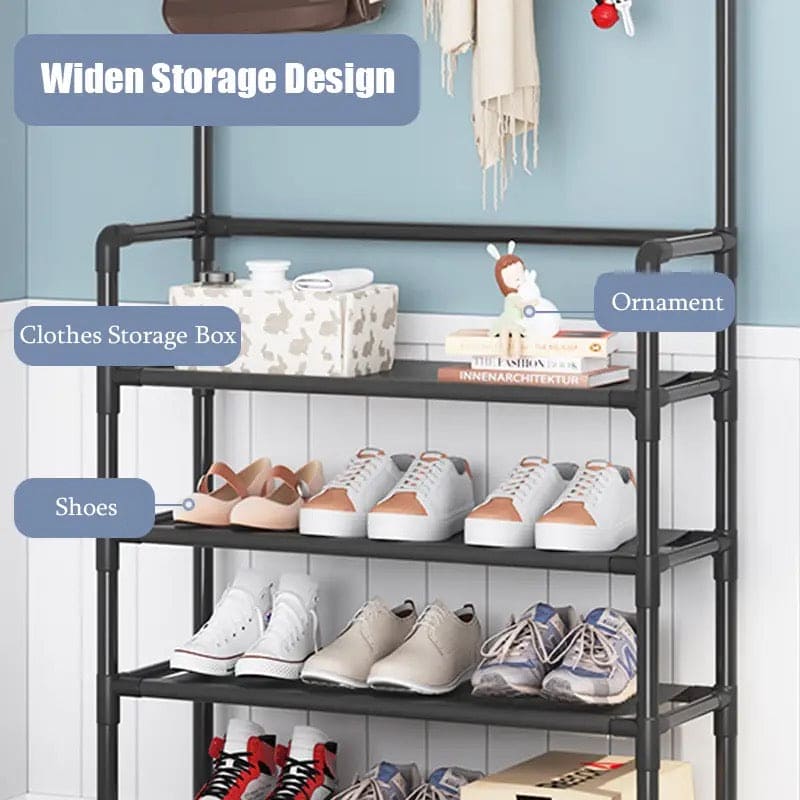 Nordic Coat And Hat Rack, Entryway Floor Display Clothes Rack, Household Shelf Living Room Clothes Storage Rack, Homlly Entryway Coat Rack with Shoes Organizer, Multi-Functional Shoe Rack, Bedroom Living Room Hanger