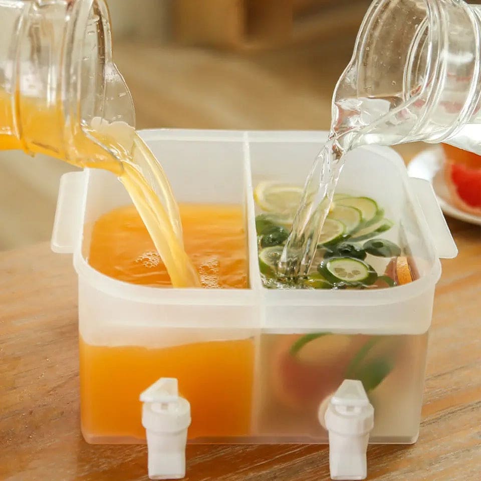 5L Double Tap Beverage Dispenser, Pot Beverage Dispenser, Fridge Juice Dispenser, Double Tap Cool Water Bucket, Water Infuser Kettle, Household Refrigerator Beverage Dispenser, Fruit Drink Dispenser, Teapot Cool Bucket Kitchen Drinker Kettle