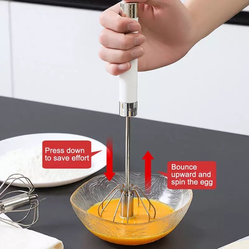 Colorful Long Handle Whisker, Stainless Steel Semi Automatic Whisk, Manual Press Type Butter Whipping, Manual Press Type Egg Beater, Kitchen Baking Tool Baking Accessories, Automatic Stirrer for Milkshake Sauce Drink