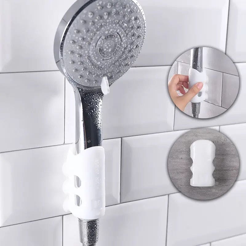 Set of 2 Bathroom Shower Head Holder, Suction Cup Wall Mounted Non-slip Stand Bracket, Bathroom Hooks Storage Organizer, Shower Nozzle Fixing Bracket, Silicone Shower Head Holder
