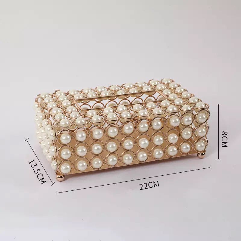 Luxurious Pearl Tissue Box, Nordic Facial Crystal Tissue Box, Napkin Dispenser, Household Pumping Paper Case Luxury Organizer Stand, Creative Paper Container