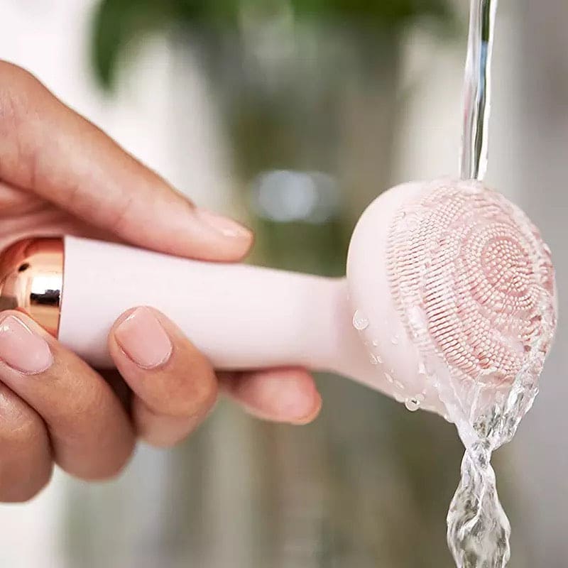 Electric Silicone Facial Brush Massager, USB Rechargeable Rose Electric Facial Cleanser, Rotating Silicone Massager, Waterproof Sonic Vibration Cleanser, Deep Pore Cleansing Skin Massager, Vibrate Exfoliate Sonic Electric Facial Cleansing Brush