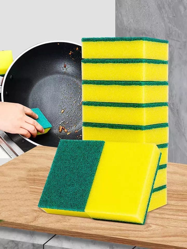 6 Pcs Double Sided Dishwashing Sponge, Emery Magic Cleaning Sponge