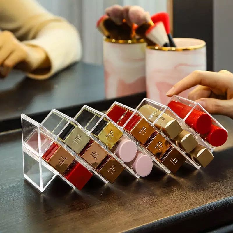 16 Grids Transparent Lipstick Holder, Acrylic Lipstick Organizer, Lipstick Nail Polish Desktop Storage Rack, Lipstick Holder Display Stand