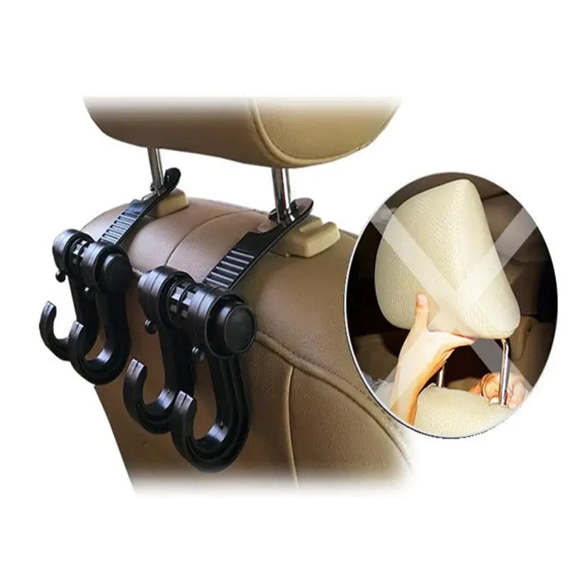 Swivel Car Seat Back Hook, Multifunctional Metal Auto Car Seat Headrest Hanger, Back Seat Organizer Hanger, Handbag Purse Bags Clothes Coats Storage Holder, Portable Seat Clip, Universal Space Saving Interior Accessories Holder