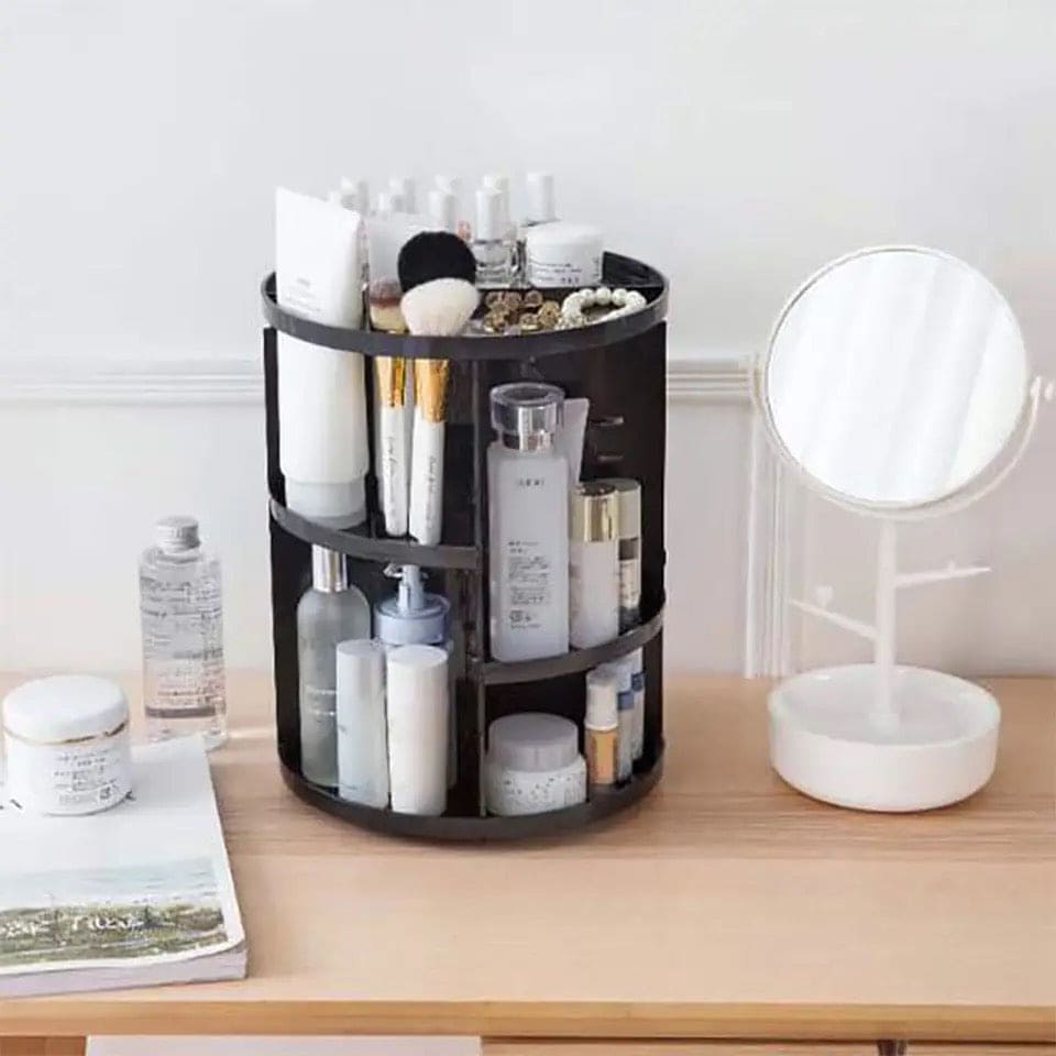 Nordic Rotating Cosmetic Organizer, Large Capacity Cosmetic Storage Rack, Multifunction Detachable Makeup Organizer, Adjustable Makeup Carousel Spinning Holder Rack, Large Capacity Cosmetics Storage Box, Cosmetic Vanity Shelf