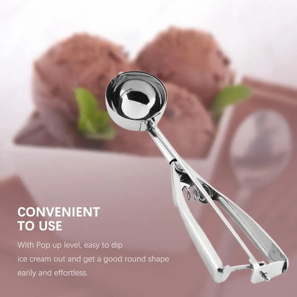 Steel Ice Cream Scoop Spoon, Stainless Steel Ice Cream Digger, Non Stick Ice Ball Maker, Dual Purpose Cream Dipper, Multifunctional Ice Cream Scoops Stack, Ice Cream Scooper With Trigger, Scoop Spoon For Ice Cream Fruit Cookie