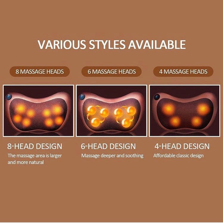 Multifunctional Body Pillow Massager With Heat, Deep Tissue Kneading With 4 Heads, Electric Back Massager