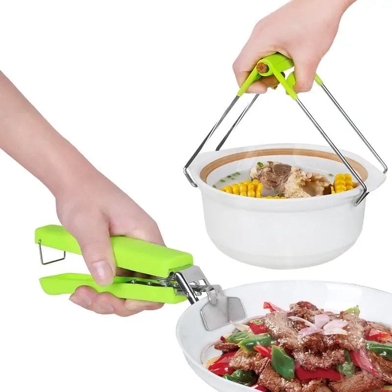 Stainless Steel Bowl Holder, Anti Hot Bowl Gripper, Silicon Handle Dish Clamp, Heat Resistant Dish Holder, Multifunction Pan Gripper, Adjustable Dish Clamp, Kitchen Insulation Tools, Steel Hot Dish Plate Bowl Clip, Anti-scald Plate Holder