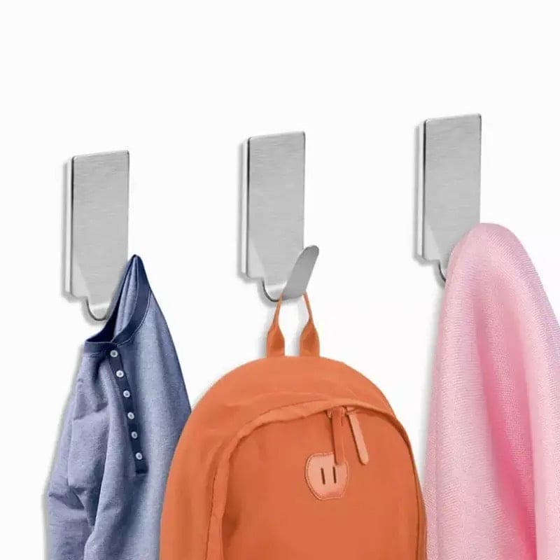 Set Of 6 Steel Hooks, Kitchen Bathroom Wall Bracket Shelf, Metal Commands Hook, Wall Mounted Razor Brackets, Self Adhesive Metal Towel Hooks, Bathroom Home Storage Organization Hooks