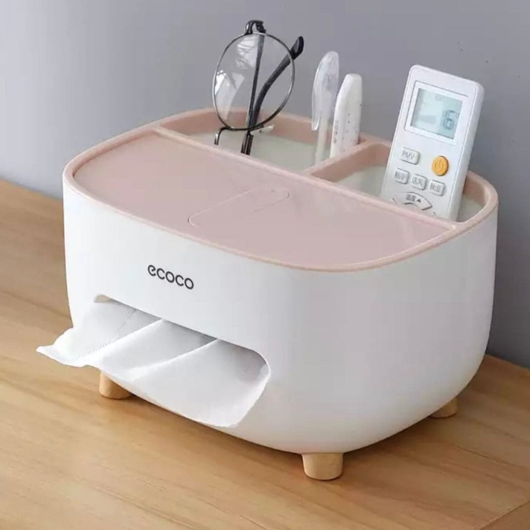 Tissue Box Holder, Multifunction Tissue Box ABS Material Storage Organizer, Desktop Tissue Box With Hidden Mobile Phone Holder, Remote Holder