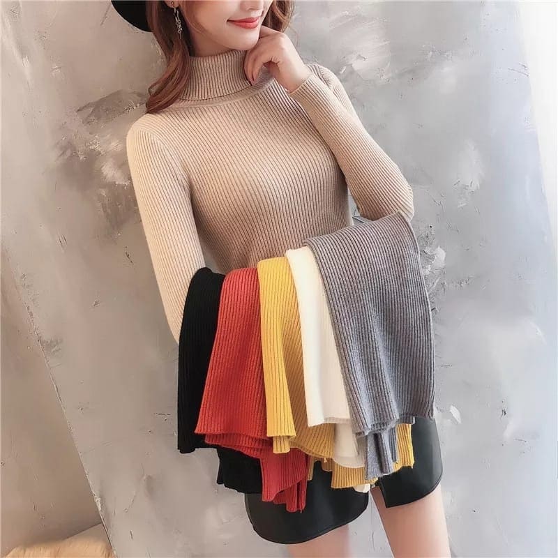 Women Long Sleeve Turtle Neck Sweater Warm Sweater For Women Casual Long Sleeve Fleece Pullover Sweater