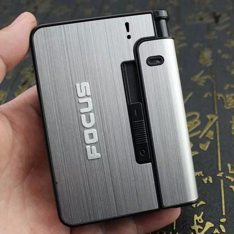 Focus Automatic Lighter, Automatic Cigarettes Holder, 10 Pcs Cigarette Case, Portable Automatic Cigarette Holder Without Lighter, Metal Cigarette Boxes, Lighter Gadget For Men, Multifunction Cigarette Holder