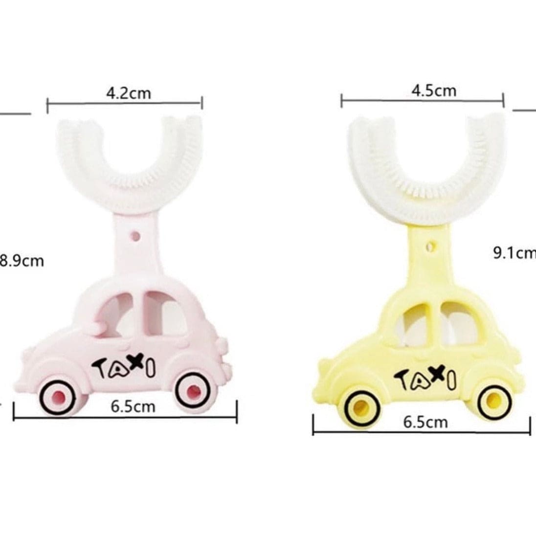 Lovely Taxi Shaped Children Whiting U-Type Toothbrush, 360˚ Degree Cleaning Labor-Saving Toothbrush
