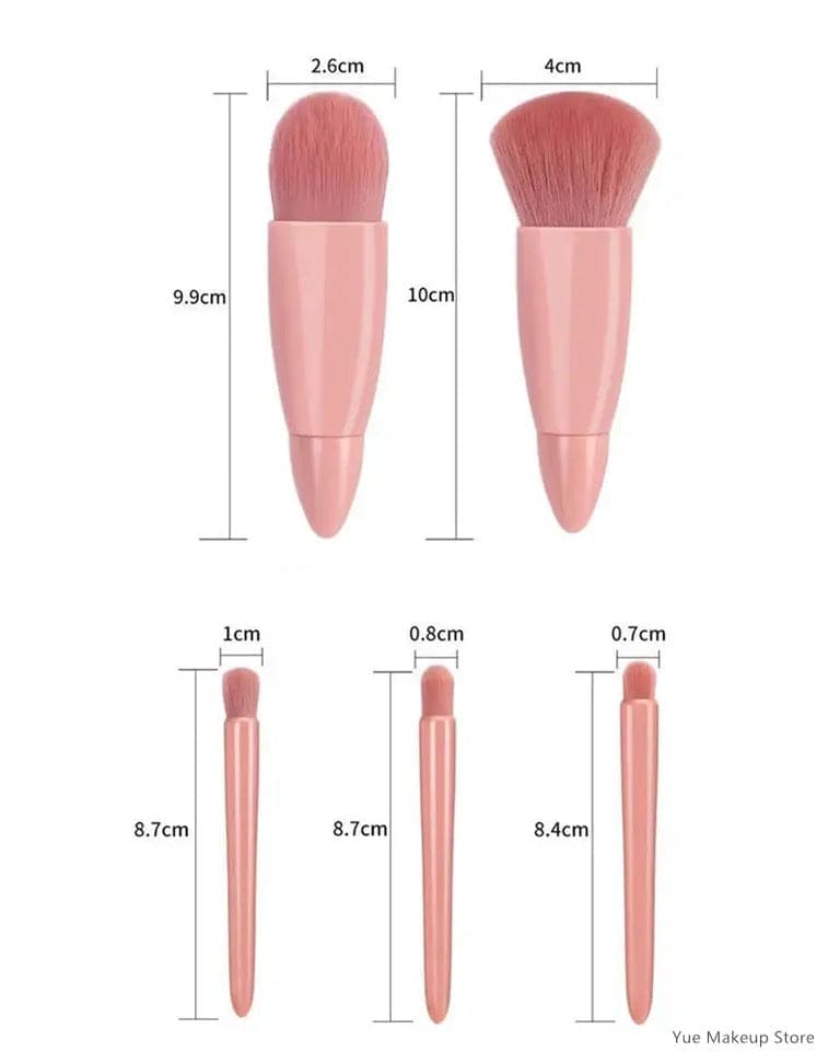 5 Pcs Mini Travel Makeup Brush Set, Portable Makeup Brush Box With Mirror, Giant Soft Loose Powder Blush Eye Shadow Cosmetic Brushes, Mini Makeup Brush, Reusable Artificial Fibers Eyeshadow Beauty Makeup Brush, Portable Blush Brush, Concealer Brush