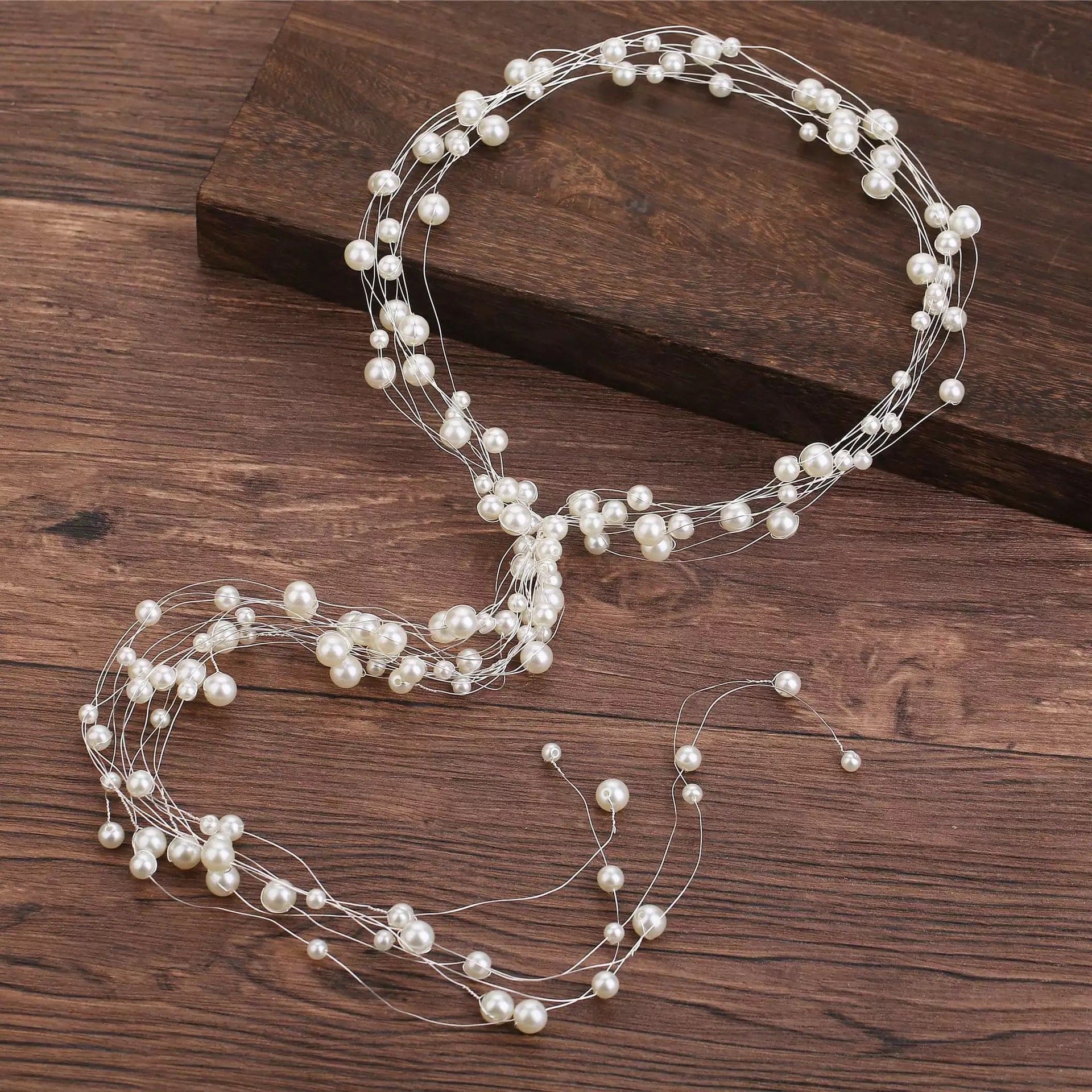 Pearl Hair Chain For Women, Girl Tassel Flower Tiara Headband Ponytail, Bridal Wedding Tiaras Hand Beaded Long Wreaths Hair Bands, Headdress Mori Pearl Hair Band, Wedding Accessories