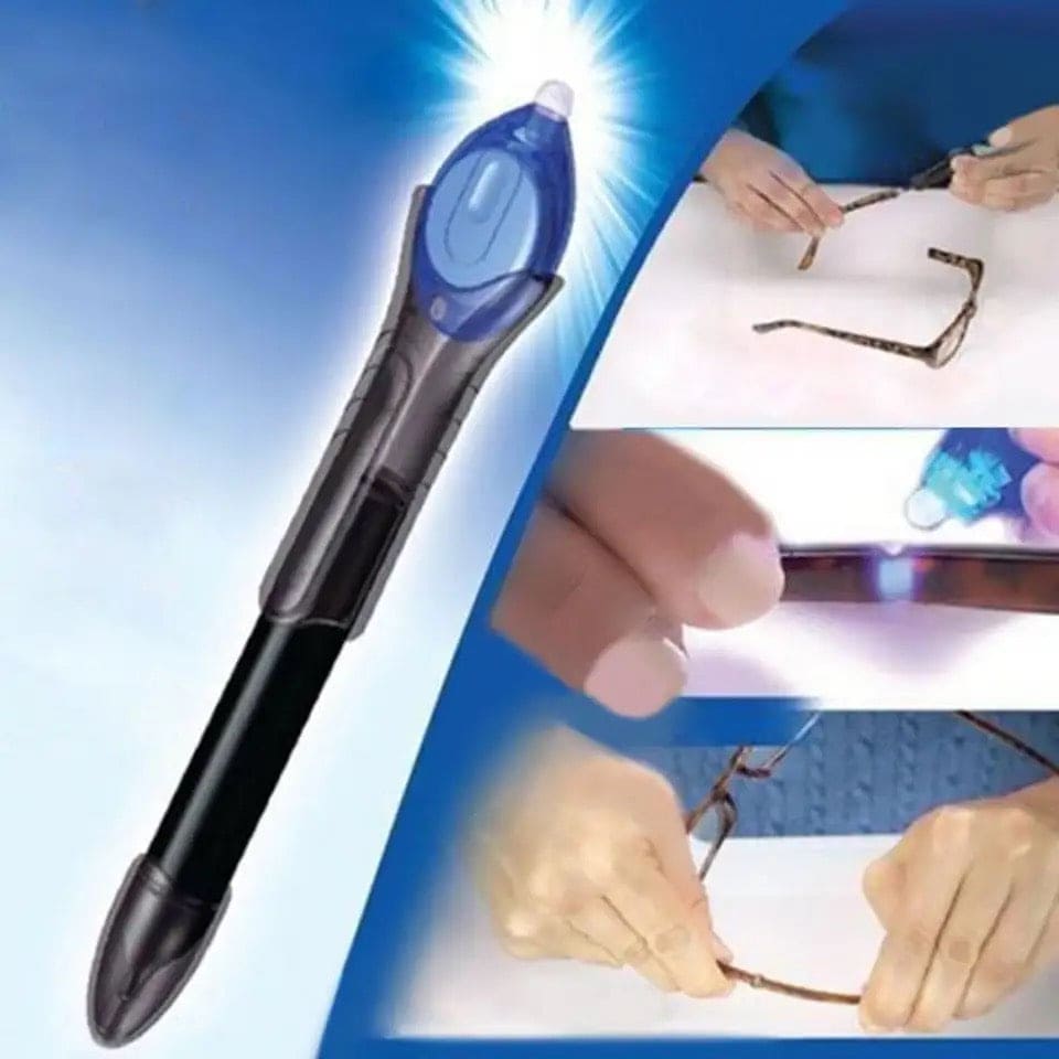 Quick Fix Liquid Glue Pen, UV Light Repair Tool, Plastic Liquid Welding Compound, Hand Held Glue Pen with LED Light, Portable Fiberglass Leather Applicator