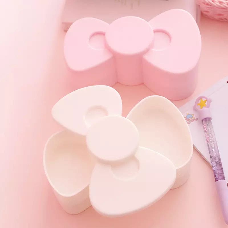 Bow Shaped Earring Storage Box, Rotatable Earring Storage Box, Decorative Jewellery Container Case, Creative Necklace Box, Rotating Jewellery Box, Multi-layer Dustproof Jewellery Plastic Box