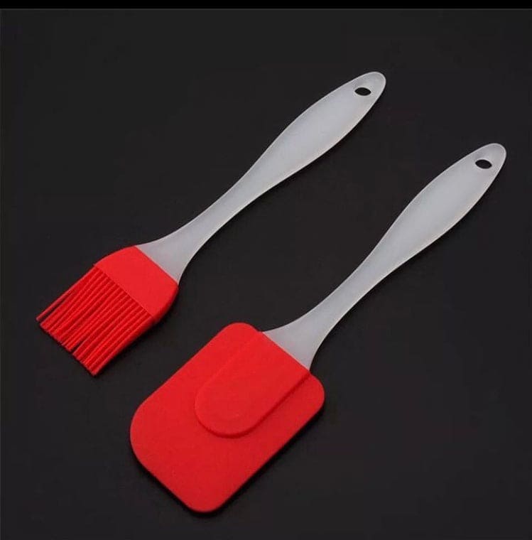 Set Of 2 Silicon Spatula, Barbeque Brush Cooking Utensil Tool Kit, Heat Resistant BBQ Oil Condiment Brushes Cake, Silicon Spatula Spoon Heat Oiling Brushes, Non-Stick Silicon Kitchen Utensils