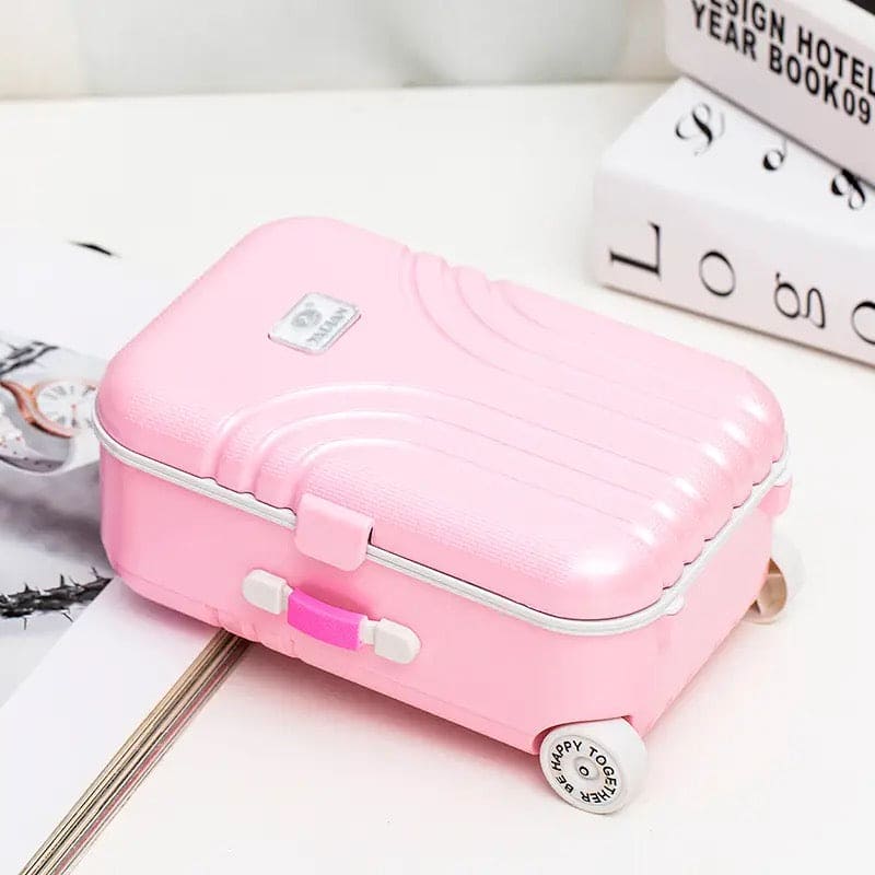 Baby Rolling Suitcase Music Box, Classic Spin Dancer Ballet Trolley Luggage Music Box, Creative Suitcase Style Music Jewellery Cosmetics Storage Box, Girl Music Suitcase Style Music Box, Student Plastic Children Girl Jewellery Box