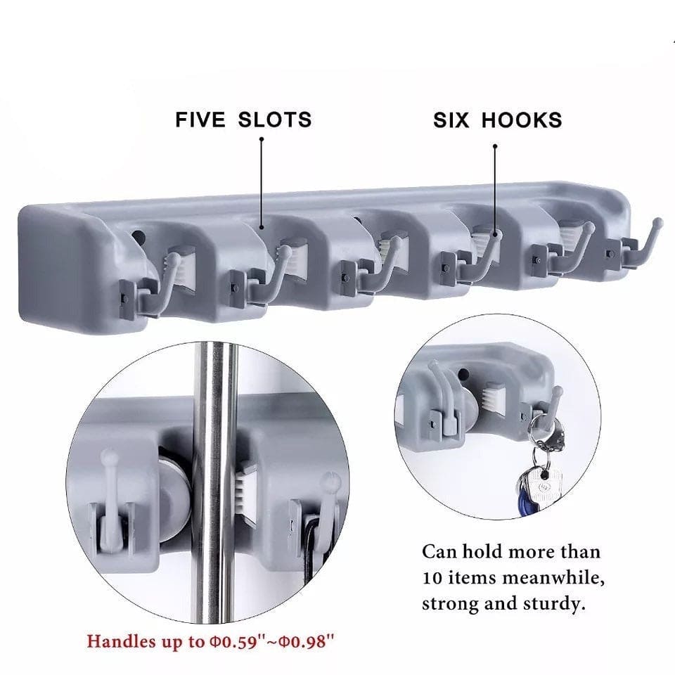Magic Mop Holder, Multifunctional Broom Holder, ABS Mop Holder, Kitchen Bathroom Organizer Rack, Brush Broom Organizer Hanger, Household Mop Brush Hanger, 4 Position Broom And Mop Holder