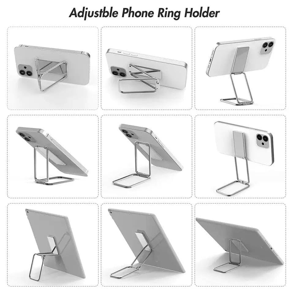Double Magnetic Phone Holder, Foldable Desk Stand For Mobile Phone, Metal Car Phone Bracket Holder, Lazy Simplicity Convenient Stand, 360 Rotation Foldable Phone Stand, Retractable Magnetic Ring Holder