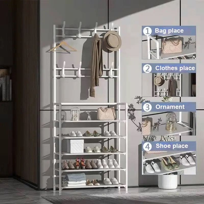 Nordic Coat And Hat Rack, Entryway Floor Display Clothes Rack, Household Shelf Living Room Clothes Storage Rack, Homlly Entryway Coat Rack with Shoes Organizer, Multi-Functional Shoe Rack, Bedroom Living Room Hanger
