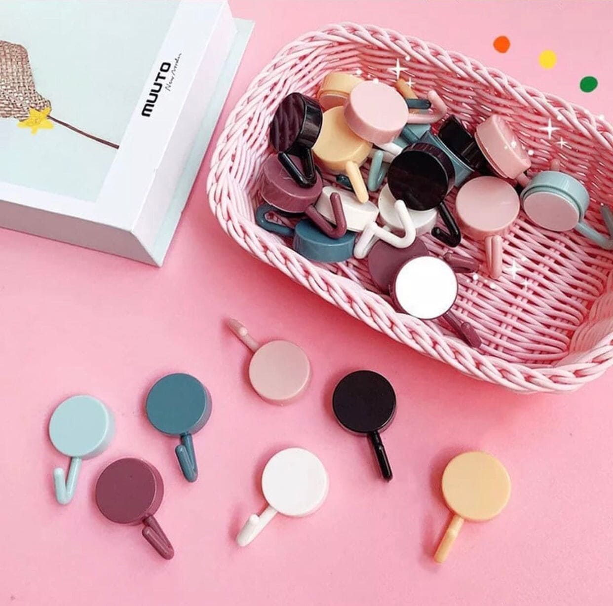 10 Pcs Nail Free Solid Color Free Punching Door Hooks, Without Trace Nail Small Hooks, Wall Mounted Hook, Strong Drill-free Kitchen Hook