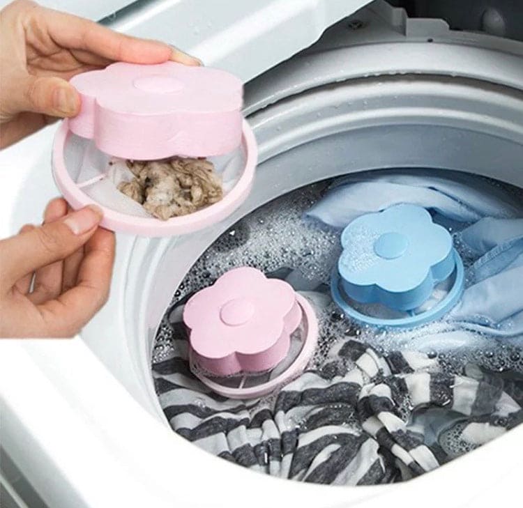Flower Washing Machine Mesh Filter, Reusable Washing Machine Floating Lint Mesh Bag, Hair Filter Net Pouch, Washer Hair Catcher