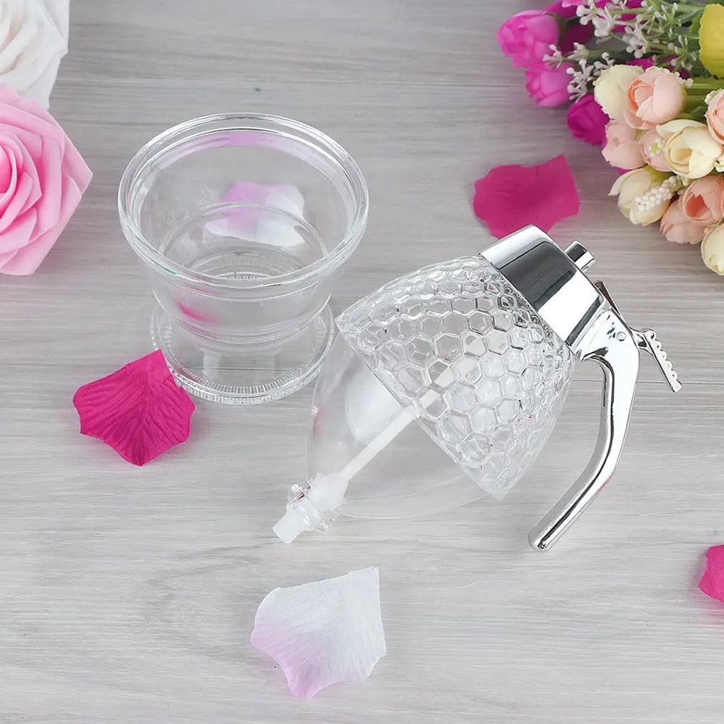 Acrylic Honey Dispenser, Honey Squeeze Bottle, Bee Drip Dispenser Syrup Cup, Kettle Storage Pot Stand, Acrylic Maple Syrup Dispenser Jar with Stand, Sugar, Sauces, Condiments, Vintage Drip Container for Drinking