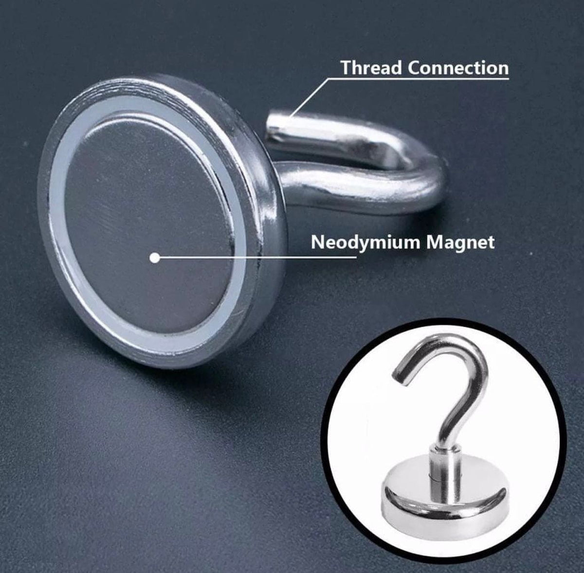 Pack of 2 Heavy Duty Neodymium Powerful Magnet Hook, Towel Key Wall Strong Hanger, Rotatable Sheep Eye Magnet Hook