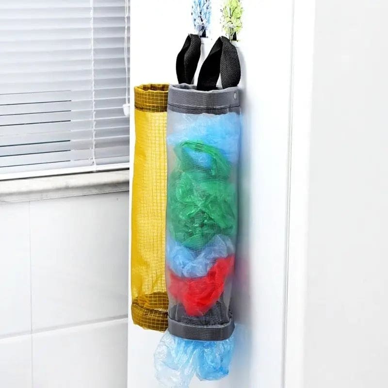 Net Plastic Bag Organizer, Home Grocery Bag Holder, Wall Mount Plastic Bag Holder, Kitchen Storage Shopper Dispenser, Trash Garbage Bag Organizer, Hanging Pouch Hang Bag