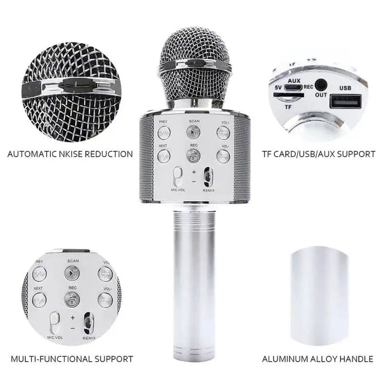 Handheld Microphone Speaker, Portable Handheld Singing Karaoke Mic Speaker, Mobile Phone Wireless Bluetooth Speaker, Karaoke Microphone Wireless Bluetooth Condenser, Handheld Multifunction Rechargeable Speaker