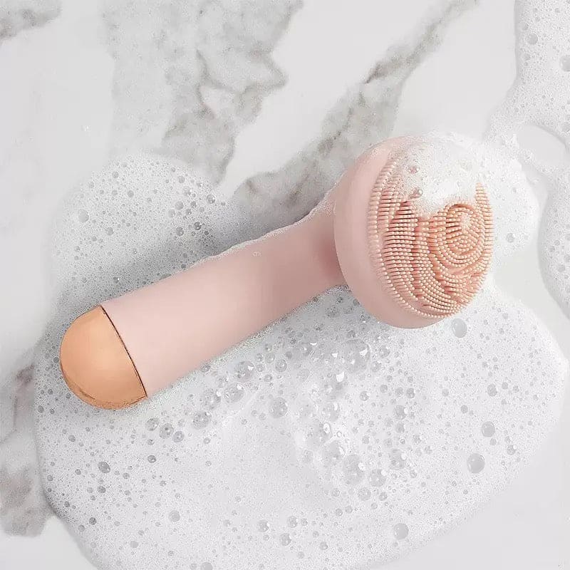 Electric Silicone Facial Brush Massager, USB Rechargeable Rose Electric Facial Cleanser, Rotating Silicone Massager, Waterproof Sonic Vibration Cleanser, Deep Pore Cleansing Skin Massager, Vibrate Exfoliate Sonic Electric Facial Cleansing Brush