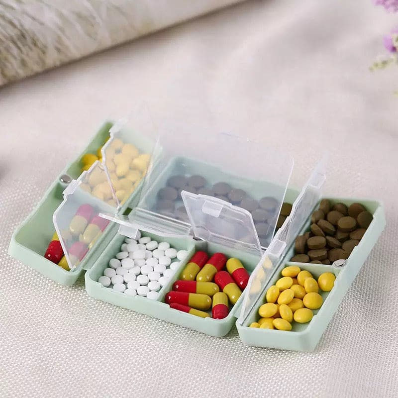 7 Days Foldable Travel Medicine Holder, Weekly Pill Case Box, Foldable Vitamin Medicine Holder, Tablet Storage Dispenser Container, Magnetic Pill Storage Box
