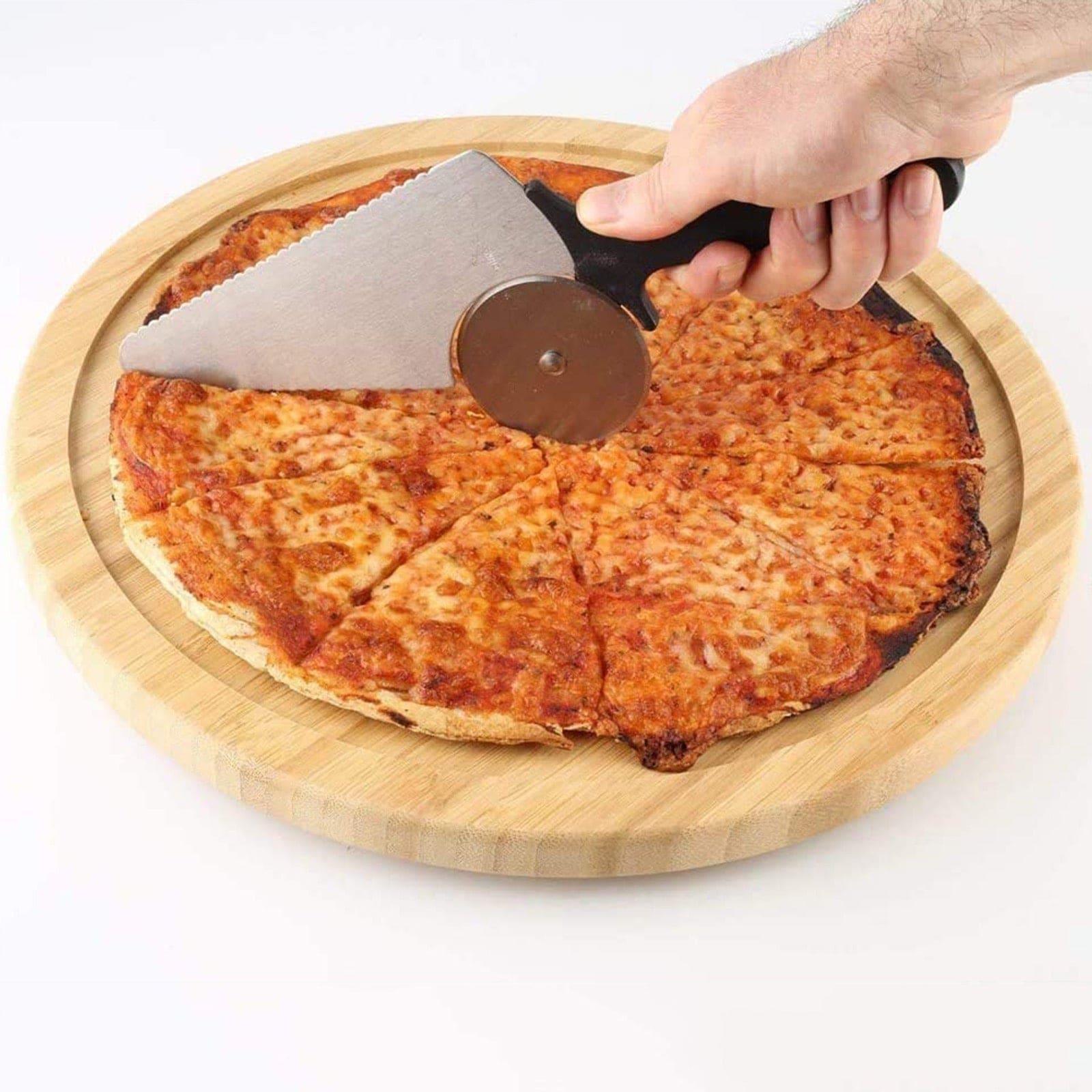 2 In 1 Cake Pizza Cutter, Multifunction Roller Pizza Spatula Cake Spatula, Pizza Cutter Wheel for Cake Pizza Pies Kitchen, Cake Bread Round Knife, Stainless Steel Cake Pie Pizza Server Slicer