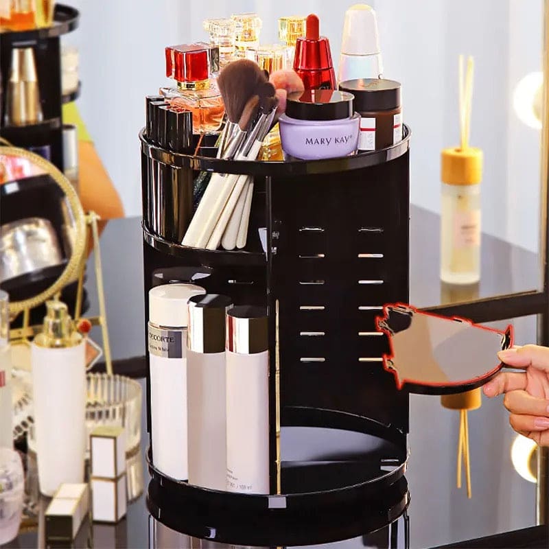 Nordic Rotating Cosmetic Organizer, Large Capacity Cosmetic Storage Rack, Multifunction Detachable Makeup Organizer, Adjustable Makeup Carousel Spinning Holder Rack, Large Capacity Cosmetics Storage Box, Cosmetic Vanity Shelf