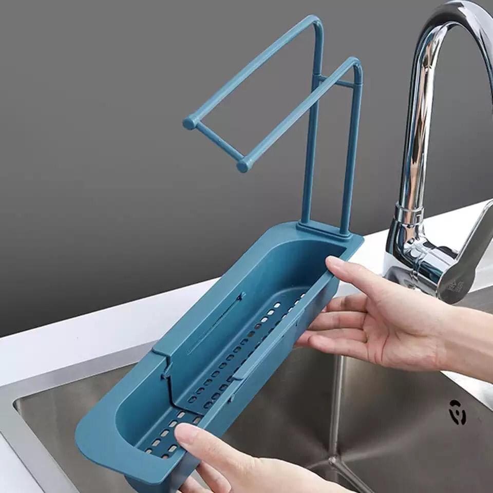 Kitchen Adjustable Drain Basket, Kitchen Sink Drain Rack, Multifunctional Plastic Hanging Rack, Plastic Sink Washcloth Rack