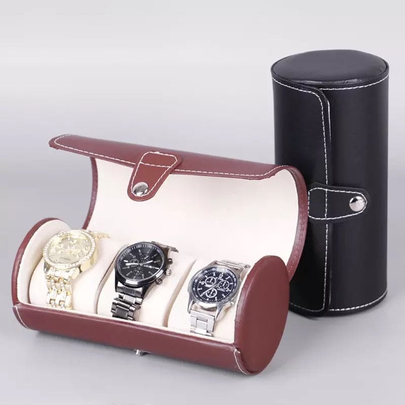 3 Slots Watch Roll Travel Case, Portable Vintage Leather Display Watch Storage Box, Watch Organizers, Wristwatch Box, Watch Roll, Portable Vintage Leather Display Watch Storage Box, Travel Watch Holder